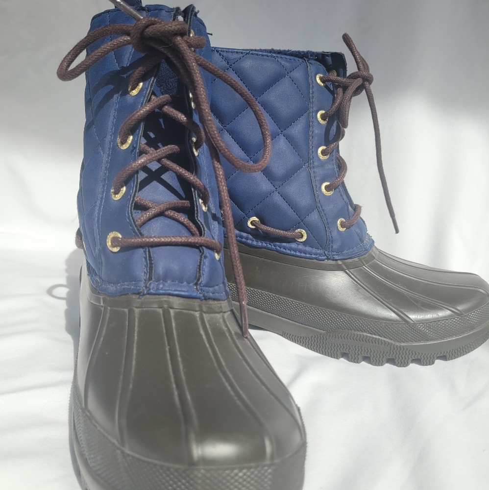 Brand New Sperry Quilted Duck Boots Navy/Brown
